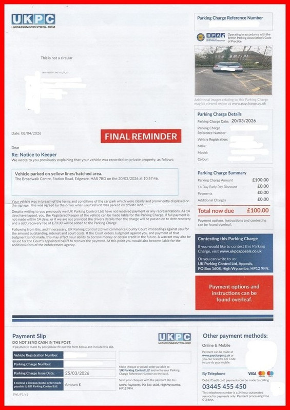 Notice To Keeper Reminder Front
