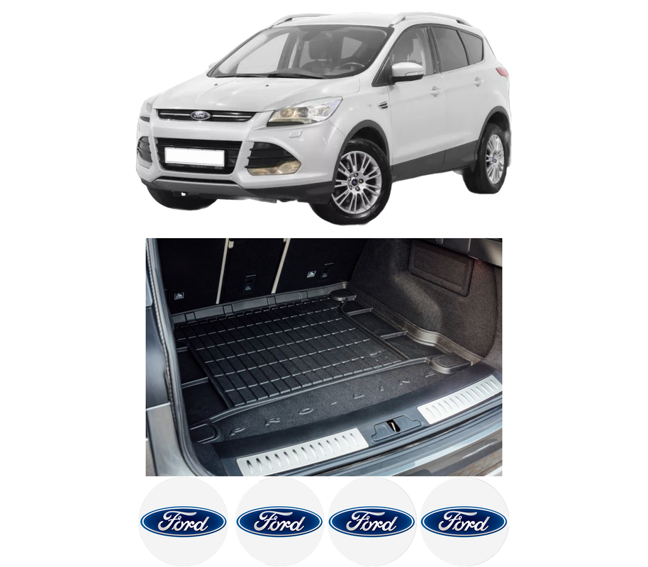 Tavita Portbagaj FORD KUGA II (DM2) din 2012-2019, Protectie Portbagaj Auto, 4x Stickere auto cu FORD