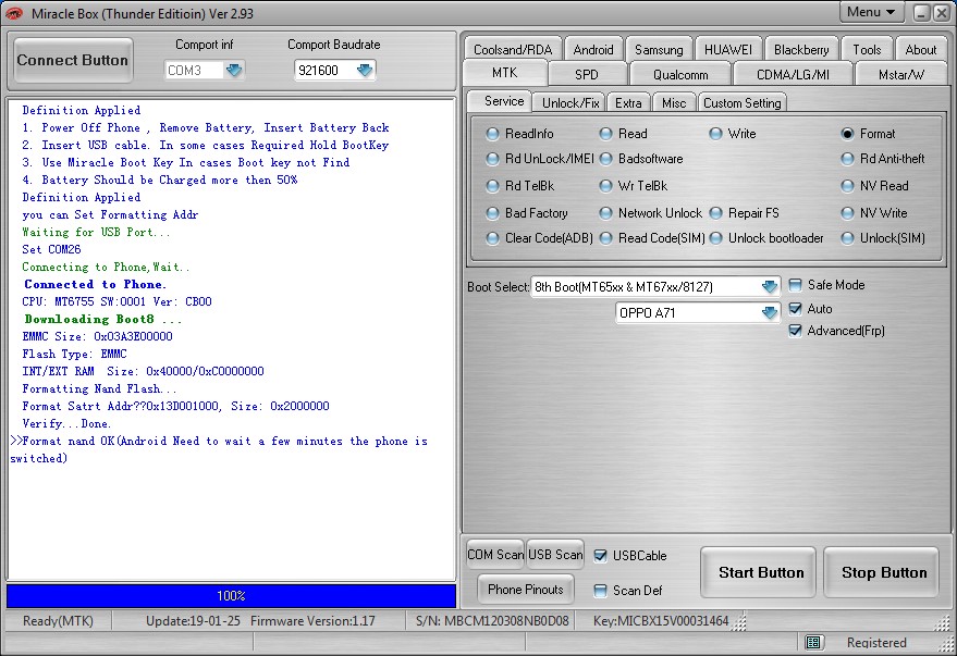 Oppo A71 Pin Lock Remove Done By Miracle Thunder FRP Tool GSMForum