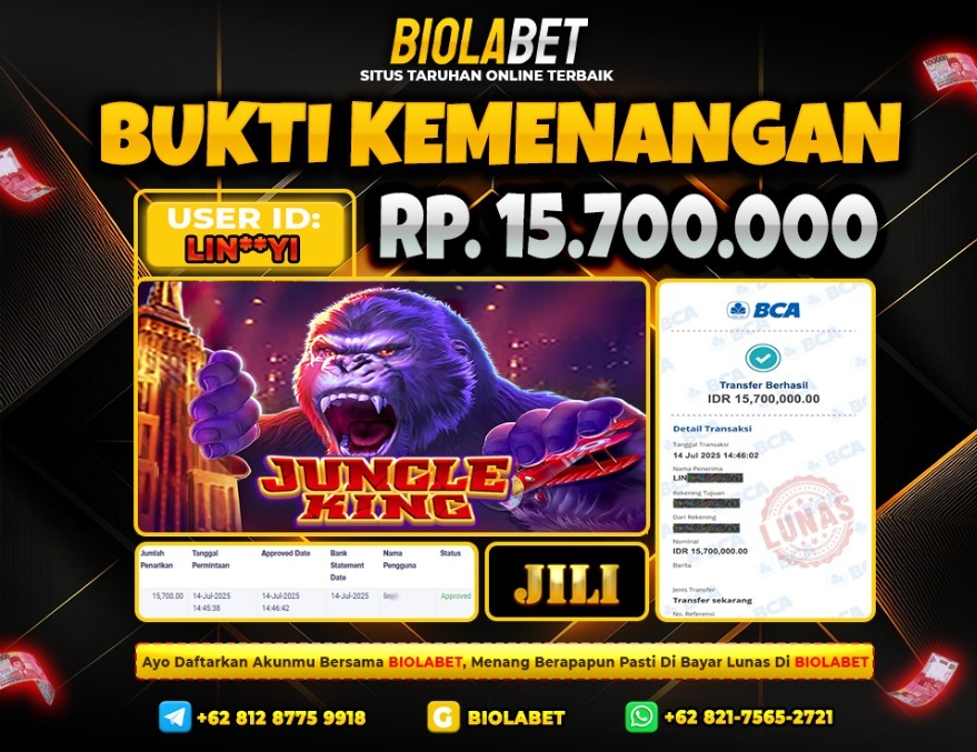 BIOLABET JACKPOT JILI JUNGLE KING Rp.15.700.000.,- LUNAS