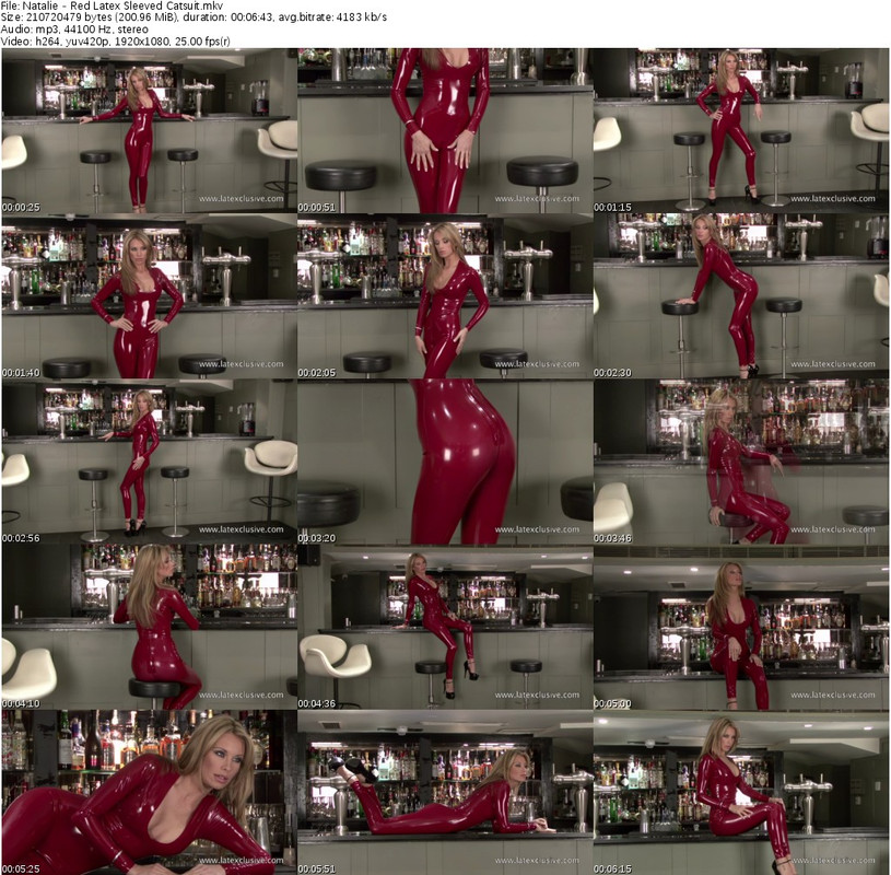 Natalie - Red Latex Sleeved Catsuit_s
