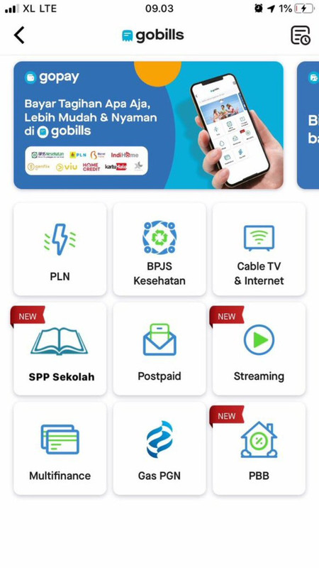 Menu SPP Sekolah di aplikasi Gojek