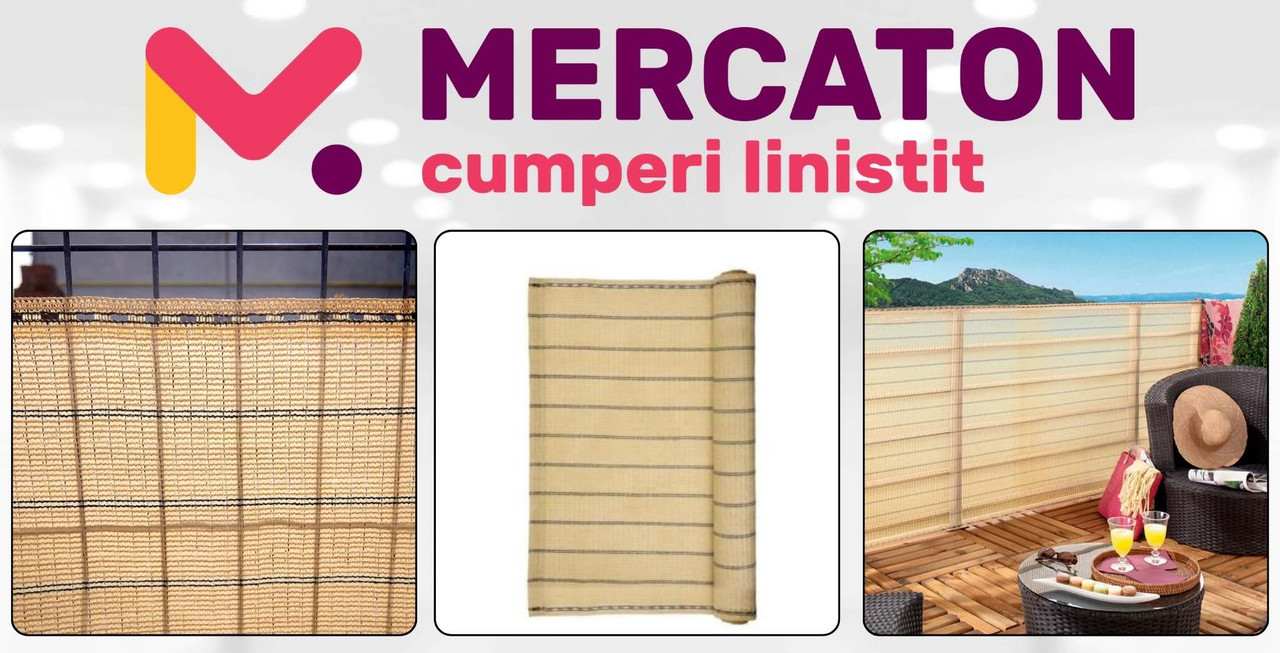 Paravan Mercaton pentru Gradina sau Balcon, PVC, Rezistent UV, 185 g/m2, 10 x 2 m, Bej - Garduri de gradina - Mercaton Store