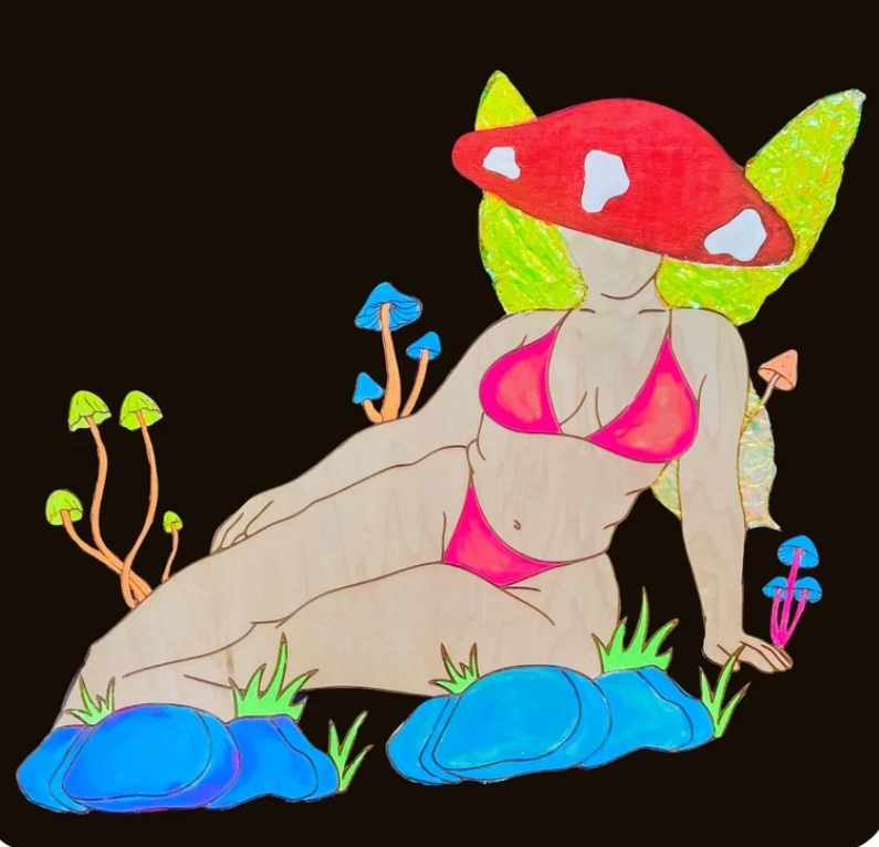 Shroom Lady Neon Painted