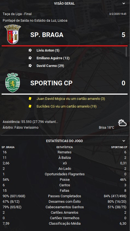 Jogo Taça da Liga