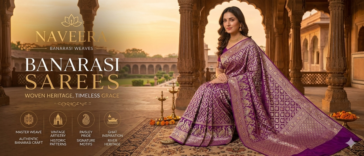 Naveera Authentic Banarasi Weaving Handloom Sarees