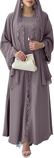 Open Robe Abaya Set Front View