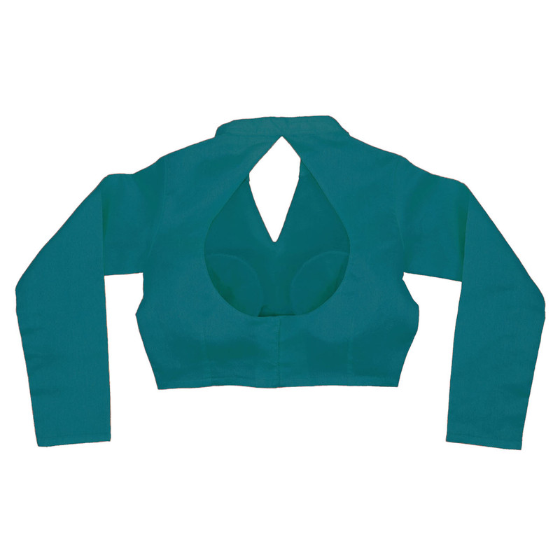 Women's Designer Sari Blouse Dupion Silk Collor Neck Long Sleeve Crop Top Choli - Picture 64 of 82