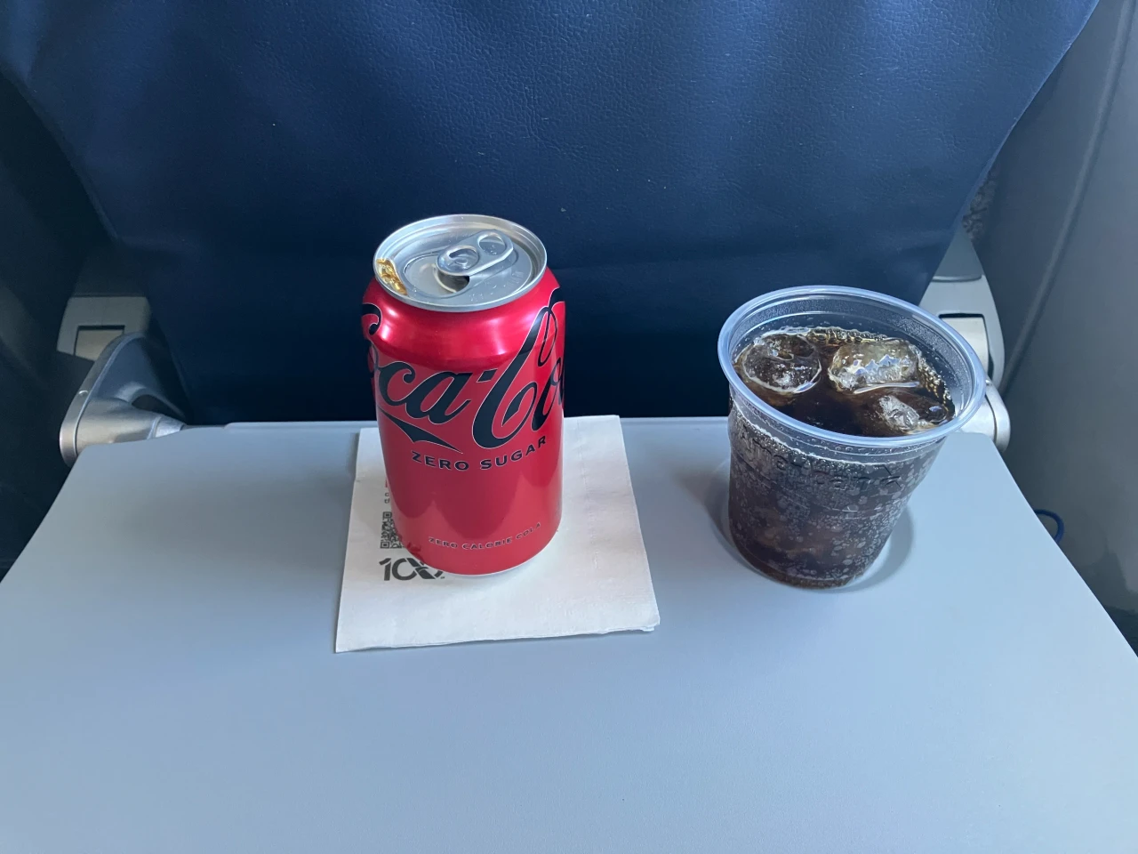 Coke Zero and Biscotti inflight snack