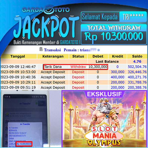 JACKPOT SLOT MAIN DI SLOT GATES OF OLYMPUS WD Rp 10.300.000,- DIBAYAR LUNAS