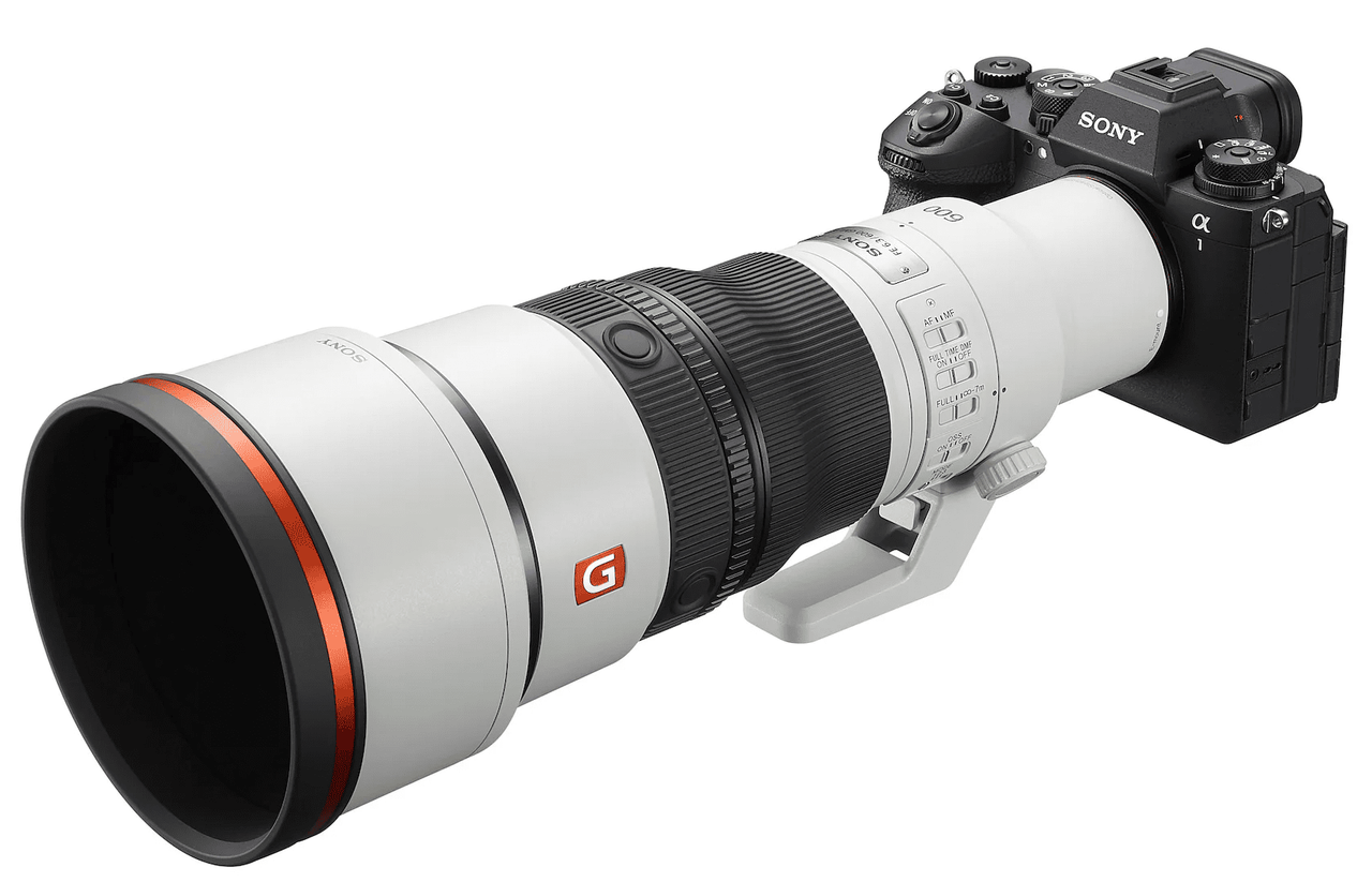 Sony FE super-telephoto GM lens mounted on a camera body