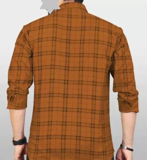 Fatty Mouse Men's Checked Regular Spread Collar Yellow Shirts (R305)