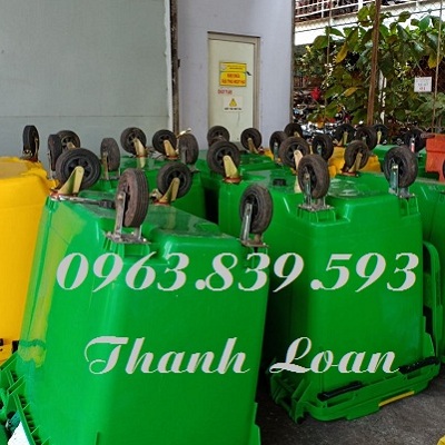 Thùng rác 660 lít màu xanh giảm giá HCM - mua thùng rác nhựa 660L rẻ / Lh 0963.839.593 Ms.Loan Banh-xe-thung-rac-660-L-1