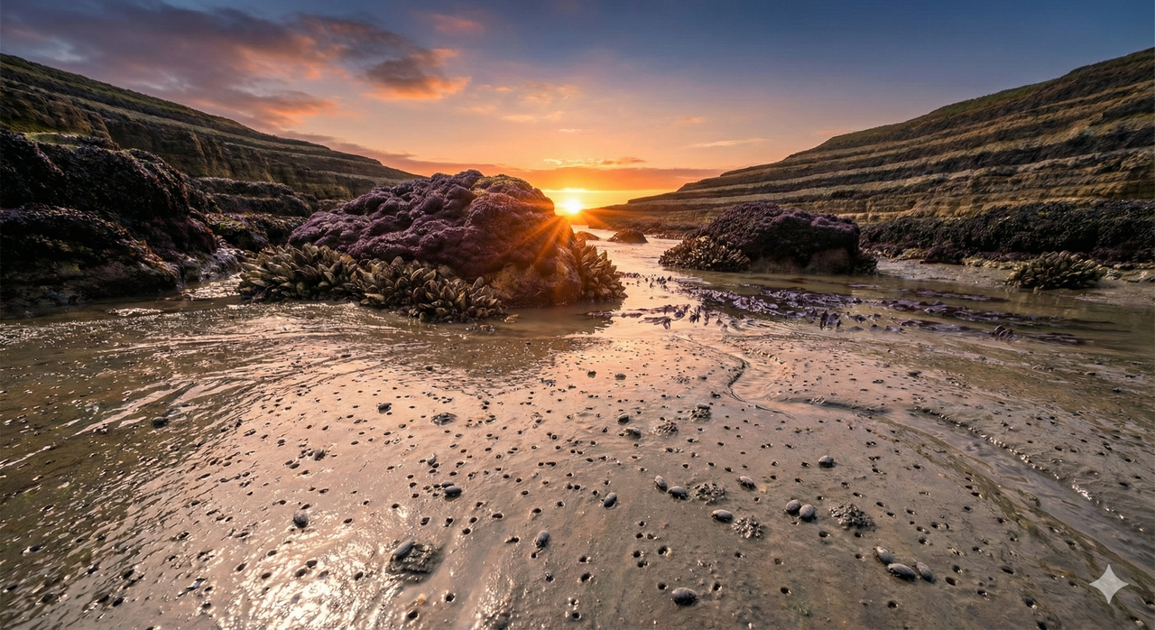 tide going out on an unnamed exoplanet