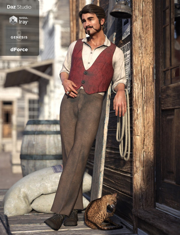 dForce Western Brawler Outfit for Genesis 8 Male(s) dForce Western Brawler Outfit for Genesis 8 Male(s)