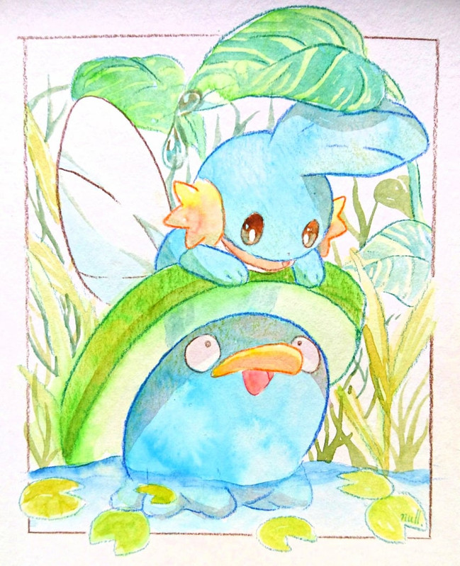 mudkip-and-lotad-pokemon-drawn-by-nullma
