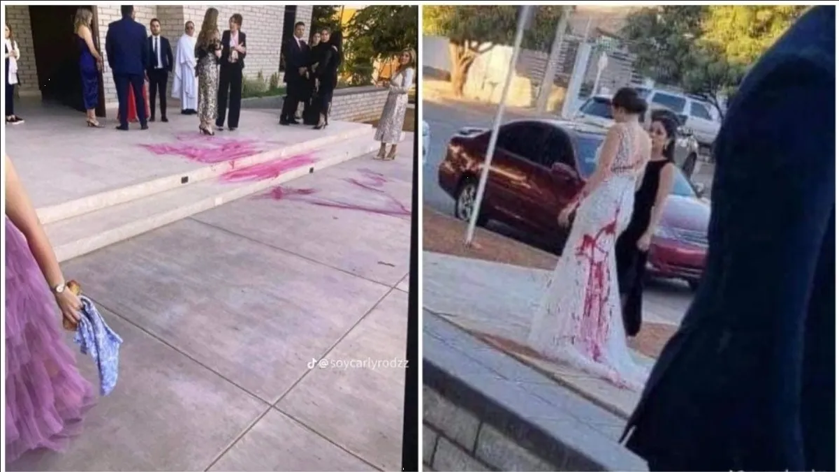 ¿Arruinó la boda? suegra lanza pintura a la novia y mancha su vestido