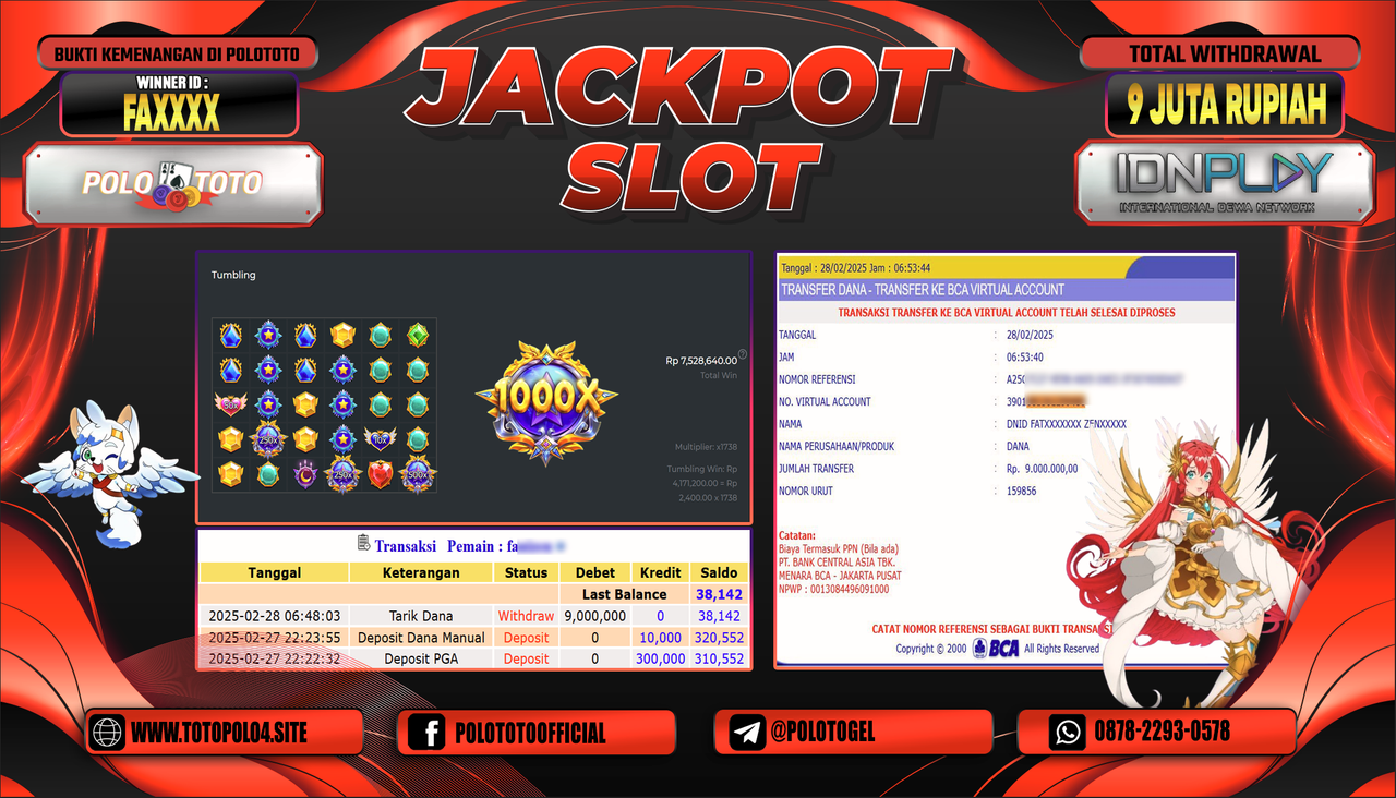 POLOTOTO JACKPOT SLOT STARLIGHT PRINCESS 1000 Rp.9.000.000,-