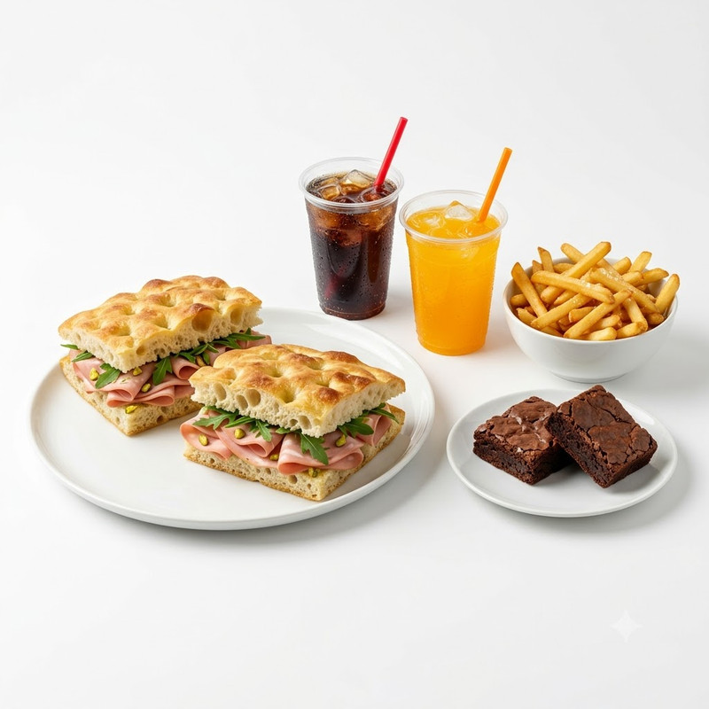 Combo 2 Focaccias + 2 Bebidas + 2 Papas