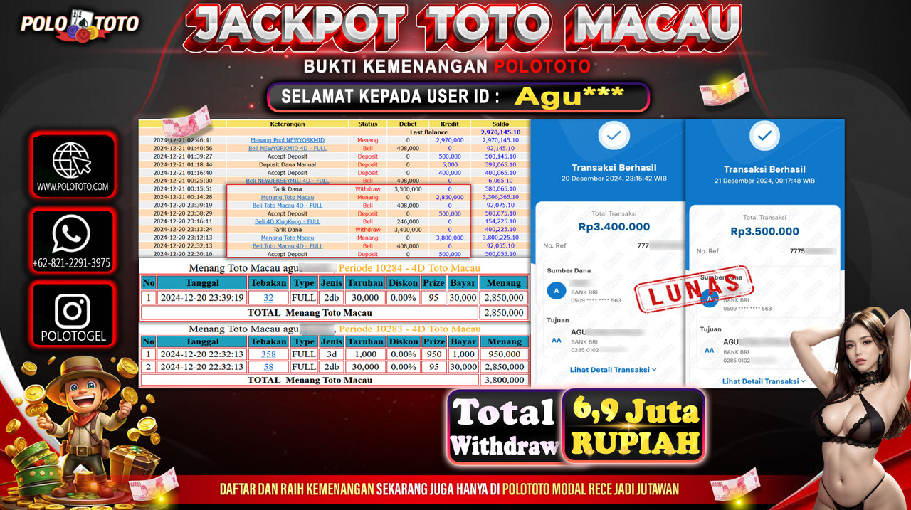 POLOTOTO JACKPOT TOGEL TOTO MACAU Rp.6,900.000,-
