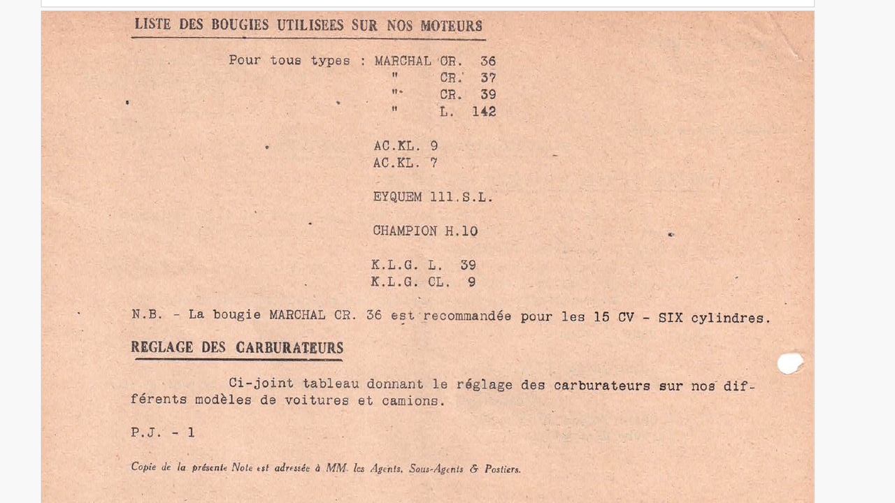 NT n 466 28 Mai 1947 recommandations bougies T A
