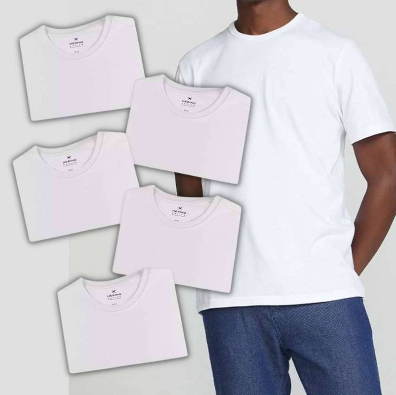 Kit Com 5 Camisetas Masculinas Básicas Hering