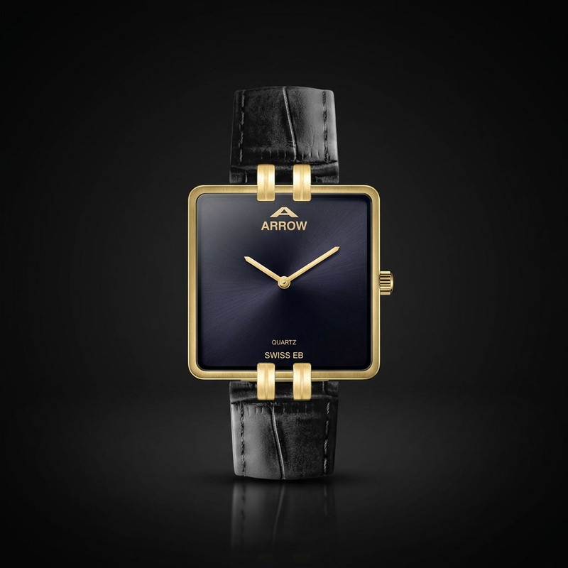 Chronograph watch with black dial and stainless steel bracelet
