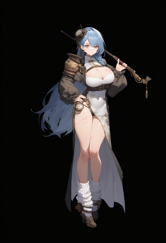 1girl, dark background, grey eyes, blue hair, curvy, loose socks, china dress, s s-2019389148