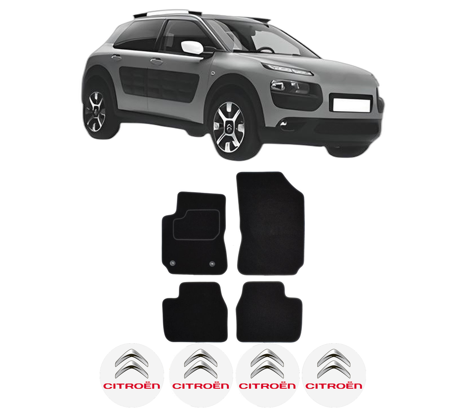 Set Covorase Presuri CITROEN C4 CACTUS din 2014-2018, Auto, Material Textil Mocheta, 4 Stickere auto cu CITROEN