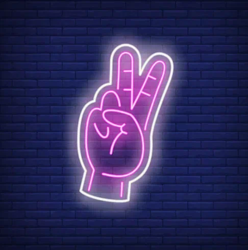 оригинальная неоновая вывеска в интерьере