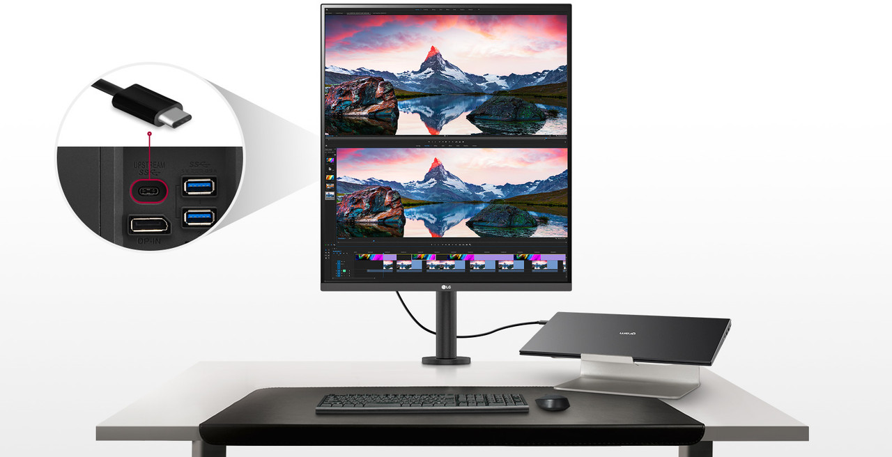 Conexão USB-C do Monitor LG DualUp Ergo