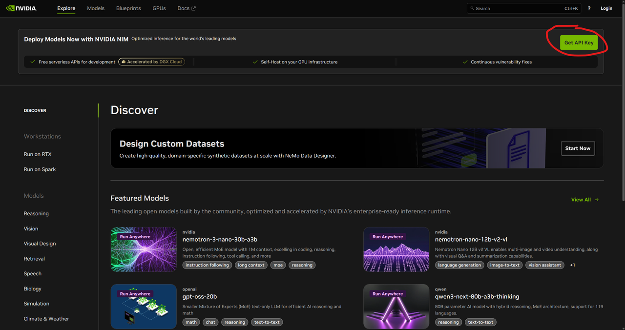 NVIDIA NIM Homepage