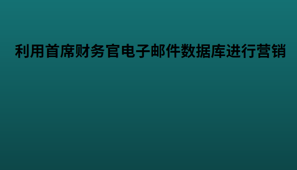 利用首席财务官电子邮件数据库进行营销