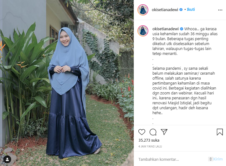 Oki Setiana Dewi hamil 9 bulan