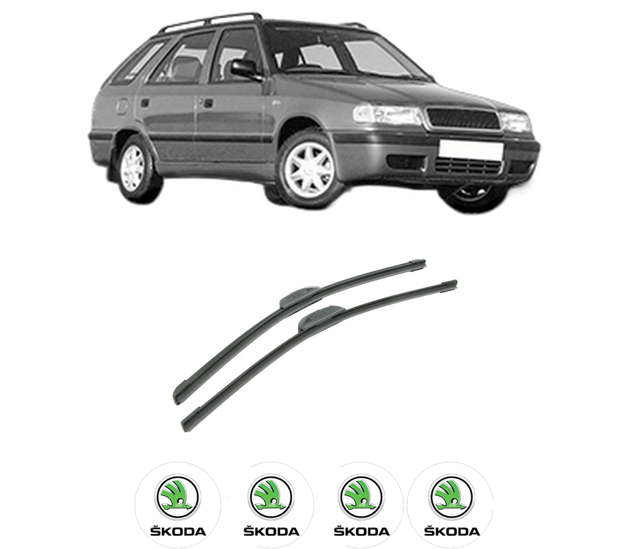 Set stergatoare auto SKODA FELICIA II Estate (6U5) din 1996-2001, pentru parbriz auto, 2 bucati, Bosch Aerotwin Retrofit, din cauciuc siliconat rezistent, 4 Stickere Auto SKODA