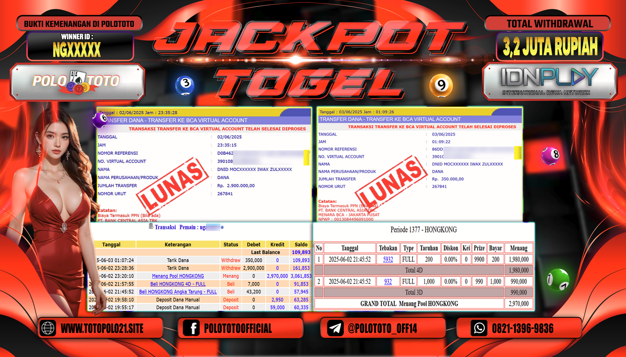 POLOTOTO JACKPOT TOGEL HONGKONG LOTTO Rp.3.250.000,-