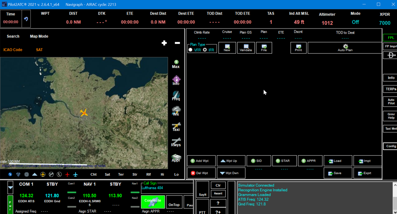 2023-01-06 08_45_42-Pilot2ATC® 2021 v. 2.6.4.1_x64 Navigraph - AIRAC cycle_ 2213