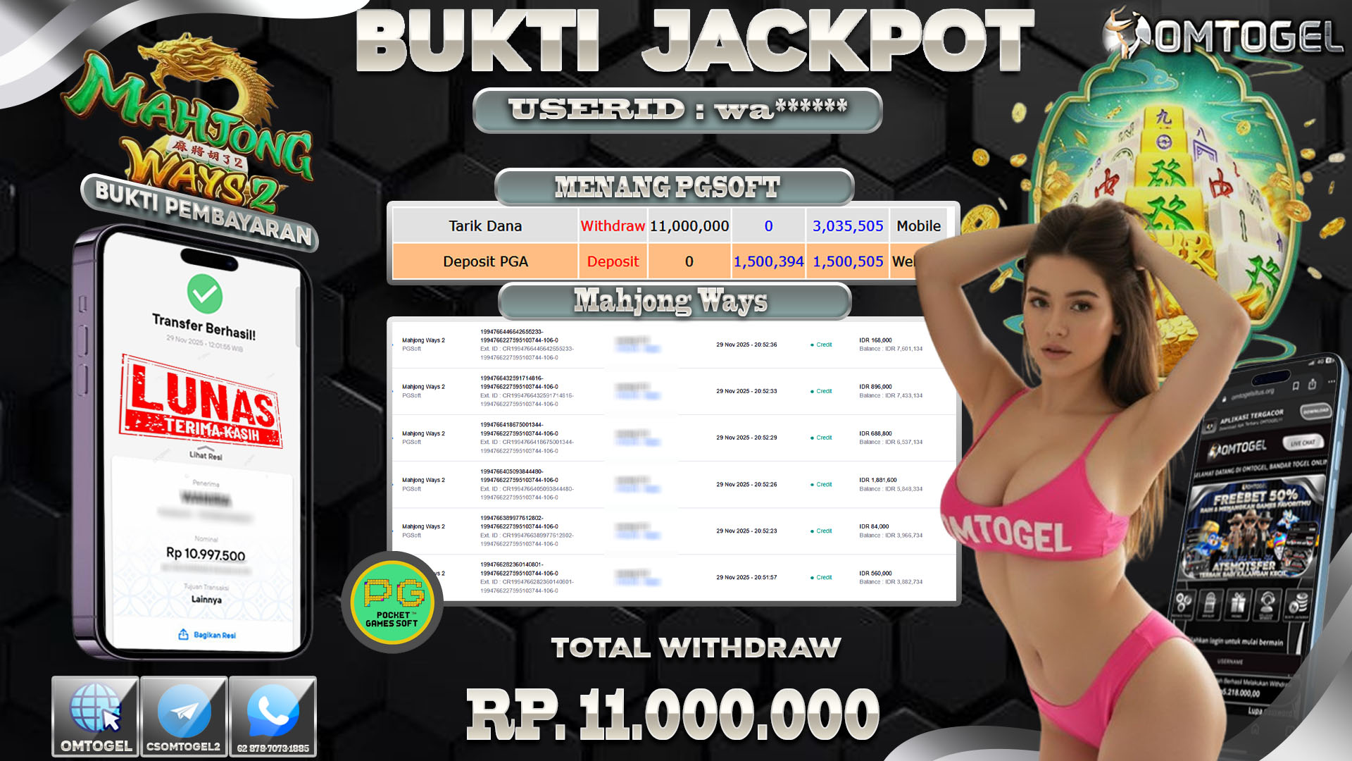 OMTOGEL JACKPOT PGSOFT MAHJONG WAYS 2 ,11 JUTA DI BAYAR LUNAS ,-