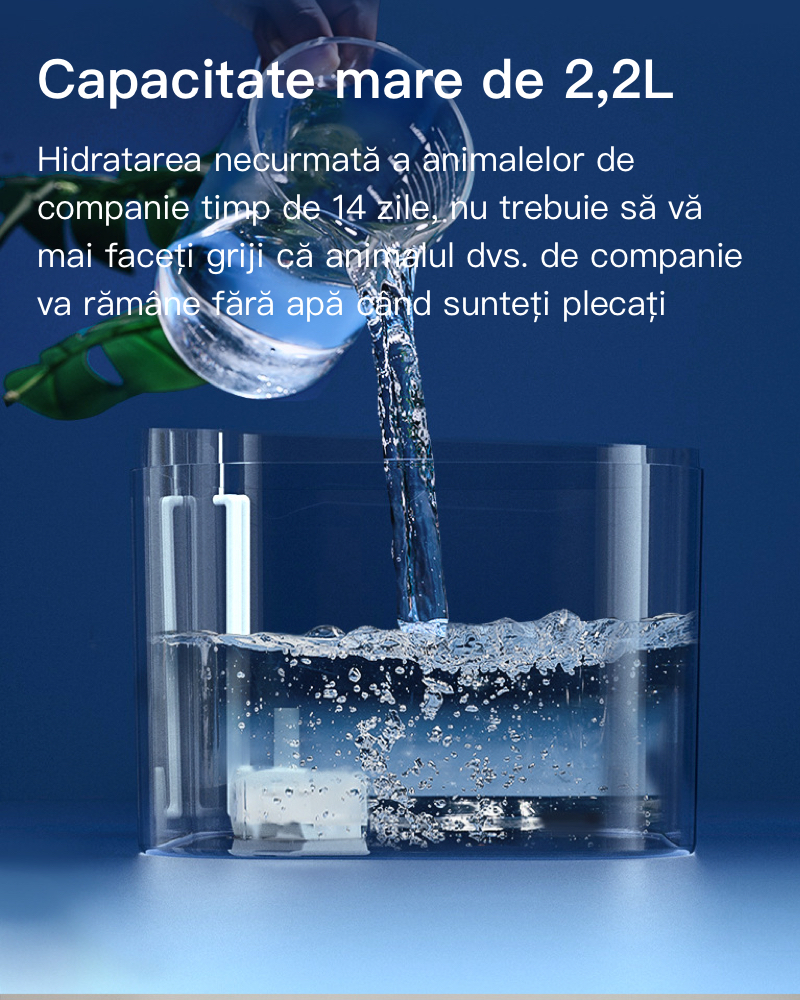Автоматичен диспенсър за вода тип фонтан, пречистване на вода, ултра-безшумен, 2,2 л, USB щепсел адаптер, кучета: