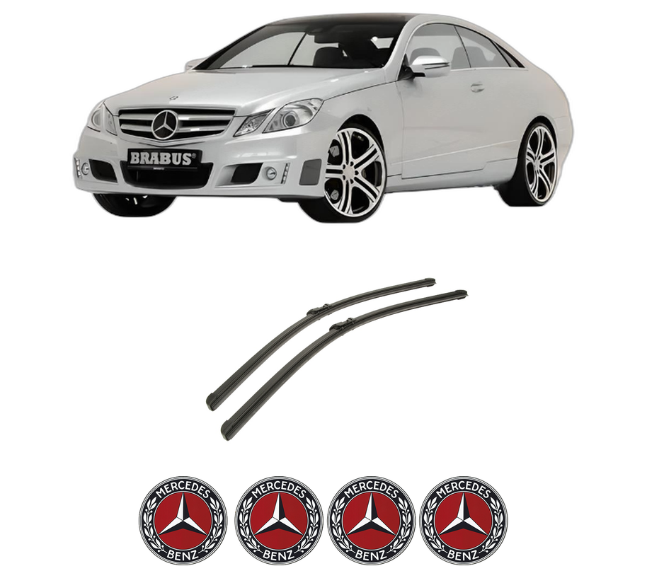 Set stergatoare auto MERCEDES-BENZ E-CLASS Coupe (C207) din 2009-2016, pentru parbriz auto, 2 bucati, Bosch Aerotwin, din cauciuc siliconat rezistent, 4 Stickere Auto MERCEDES-BENZ