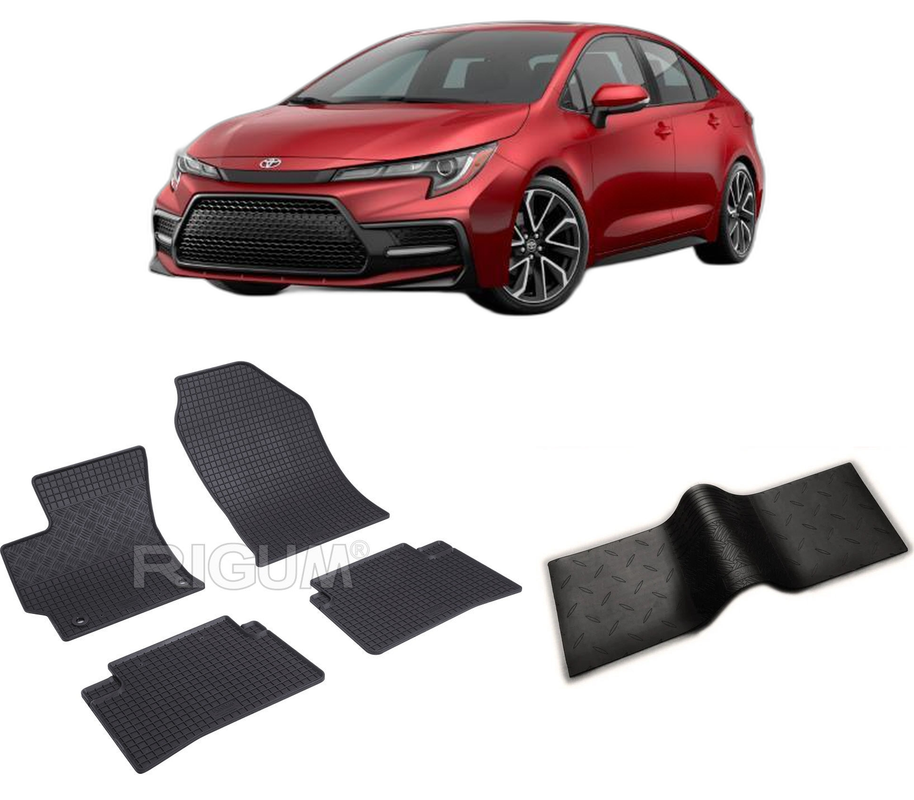 Set covorase auto TOYOTA COROLLA XII E210 din 02.2019-PREZENT, cu covoras tunel median, CAROSERIE HATCHBACK, Presuri cauciuc 100%, compatibil cu autoturismul TOYOTA COROLLA XII E210, Rigum