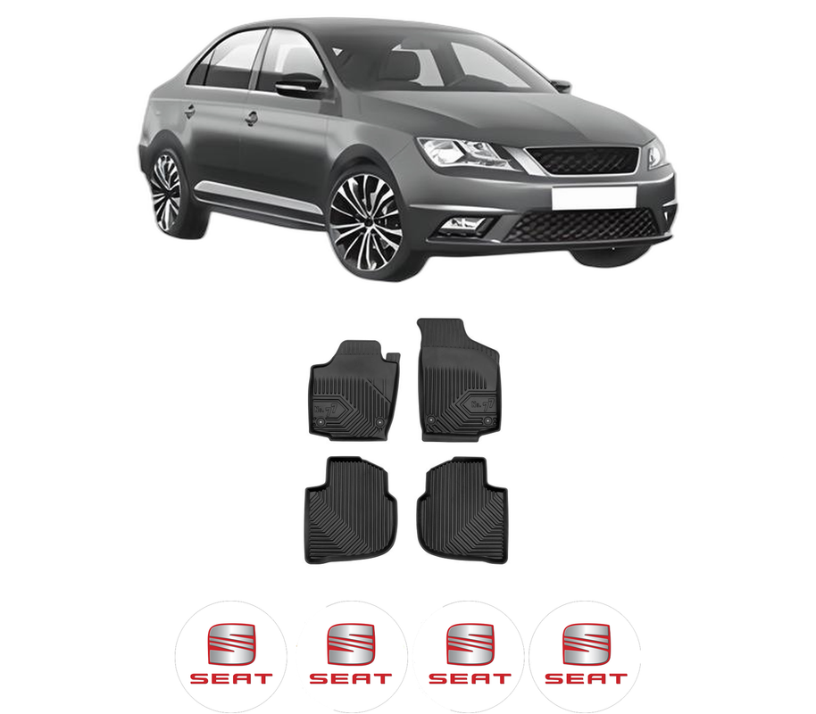 Set covorase presuri SEAT TOLEDO IV (KG3) din 2012-2019, auto, din cauciuc thermoplastic, 4 Stickere auto cu SEAT