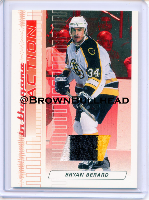 2003-04 ITG Action Jerseys #M-005 [Bryan Berard] [Boston Bruins] [Ruby] [~500] [swatch=white black y