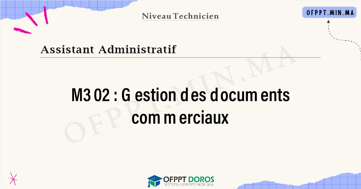 Sommaire détaillé du cours Gestion des documents commerciaux M302 OFPPT - Structure du module
