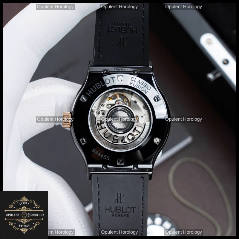 Hublot Classic Fusion Ceramic King Gold Automatic Watch 42mm Leather Rubber Strap