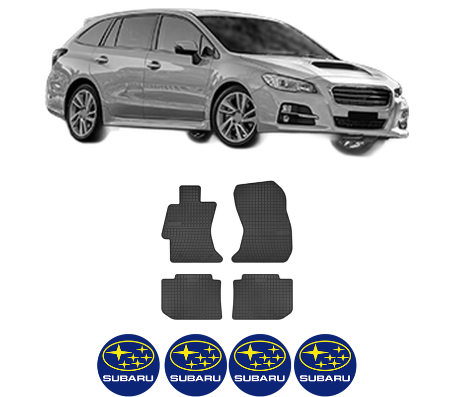 Set covorase presuri SUBARU LEVORG din 2015-2019, auto, din cauciuc thermoplastic, 4 Stickere auto cu SUBARU