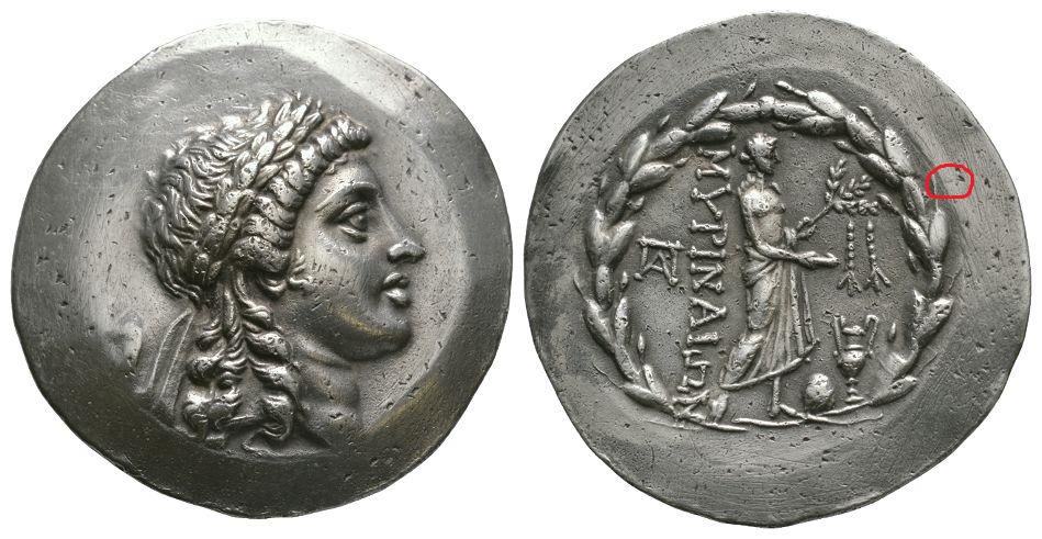 Tetradracma. Mirina (Aeolis, Misia). Reino de Pérgamo. 155-145 a.C. Ugbyuguiyguy