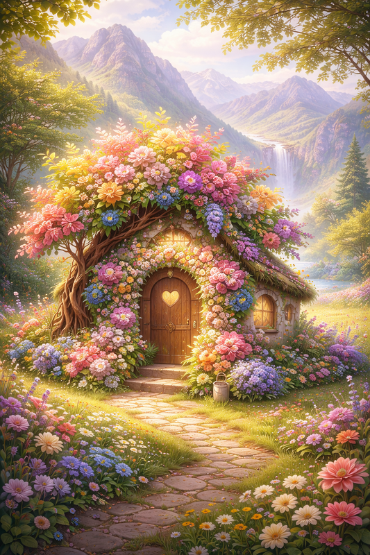 Ngôi nhà nhỏ làm từ hoa