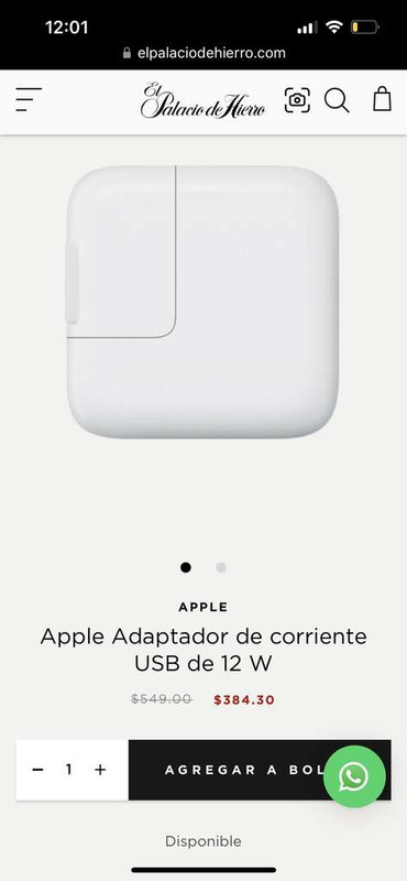 El Palacio de Hierro: Cargador Apple 12w en palacio de hierro