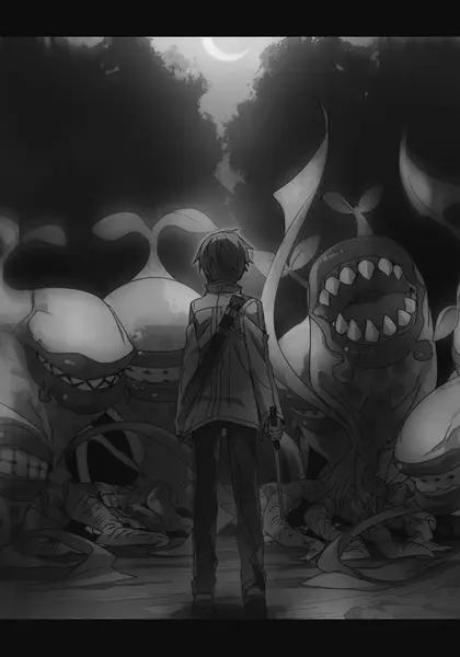 Ilustrasi Kirito sedang menghadapi Nepenthes